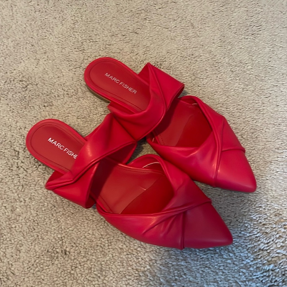 Marc Fisher Red Satera Mules